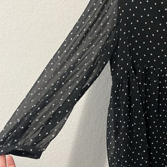 ARITZIA Sunday Best Black Polka Dot Mini Dress, Size M - Picture 3 of 8